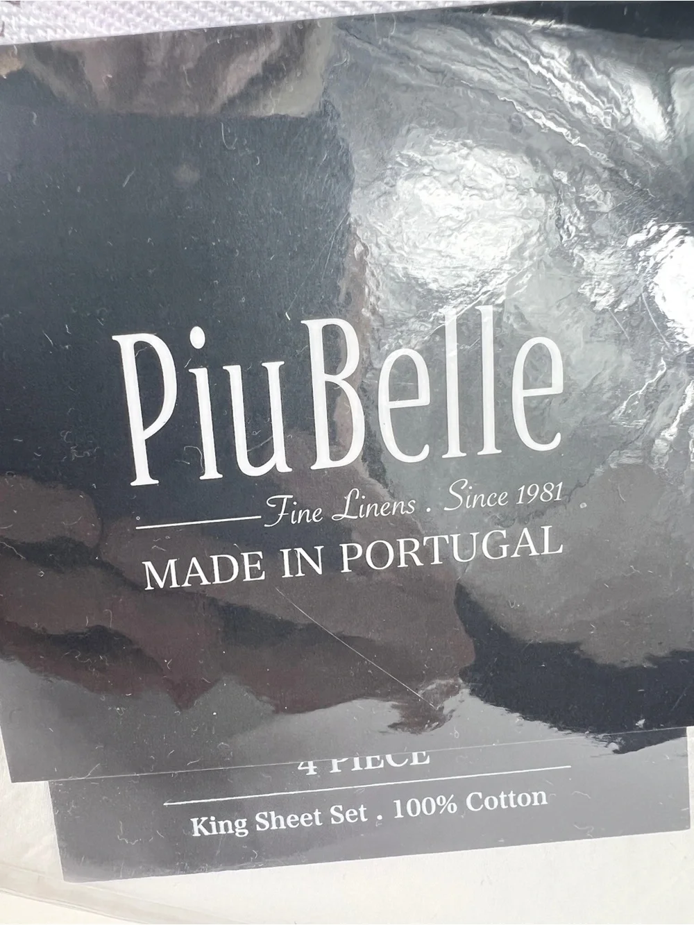 PiuBelle King Sheet Set Fine Linens White Portugal Stitch 100% Cotton 4pc NEW